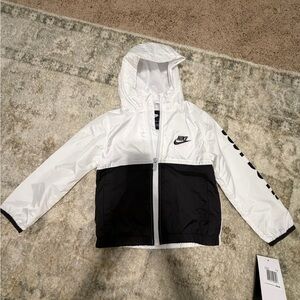 Nike Kids White and Black Hooded Windbreaker